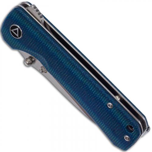 QSP Hawk Knife QS131-I - Two Tone Satin 14C28N Drop Point - Blue Micarta - Liner Lock Flipper Folder