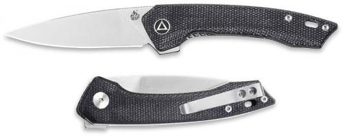 QSP Leopard Knife QS135-B - Satin 14C28N Drop Point - Black Micarta - Liner Lock Flipper Folder