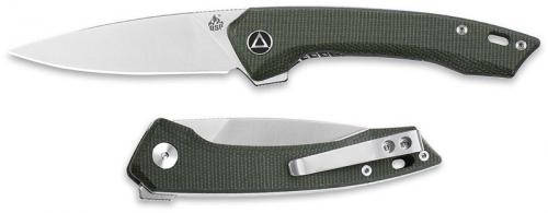 QSP Leopard Knife QS135-C - Satin 14C28N Drop Point - Green Micarta - Liner Lock Flipper Folder