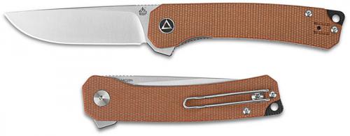 QSP Osprey Knife QS139-A - Satin 14C28N Drop Point - Brown Micarta - Liner Lock Flipper Folder