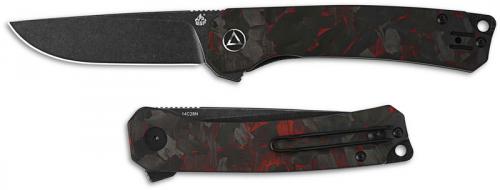 QSP Osprey Knife QS139-F2 - Black 14C28N - Shredded Black and Red Carbon Fiber Overlay G10 - Liner Lock