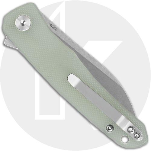 QSP Otter QS140-D1 Knife - Stonewash 14C28N Sheepsfoot - Jade G10 - Flipper Folder