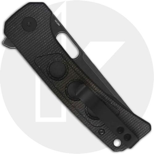QSP Unicorn QS156-A2 Knife - Blackwash 14C28N Straight Back - Dark Brown Micarta - Flipper Folder