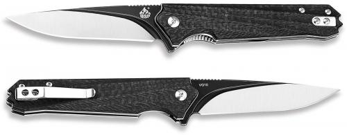 QSP Mamba Knife QS111-A - Black / Satin VG-10 Drop Point - Carbon Fiber - Liner Lock Flipper Folder