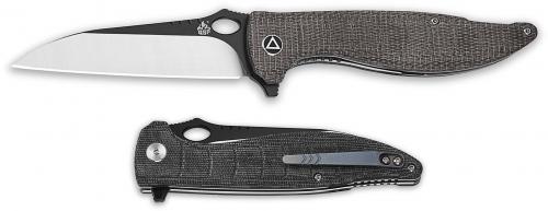 QSP Locust Knife QS117-B - Black / Satin VG-10 Wharncliffe - Black Micarta - Liner Lock Flipper Folder