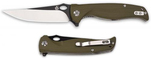 QSP Gavial Knife QS126-B - Black / Satin D2 Clip Point - OD G10 - Liner Lock Flipper Folder