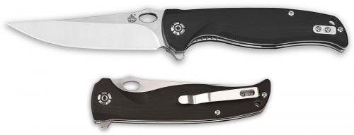 QSP Gavial Knife QS126-C - 2 Tone Satin D2 Clip Point - Black G10 - Liner Lock Flipper Folder