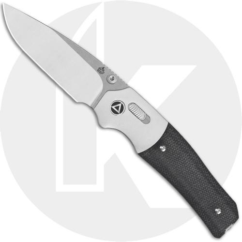 QSP Vault QS157-A1 Knife - Stonewash-Satin 14C28N Drop Point - Black Micarta