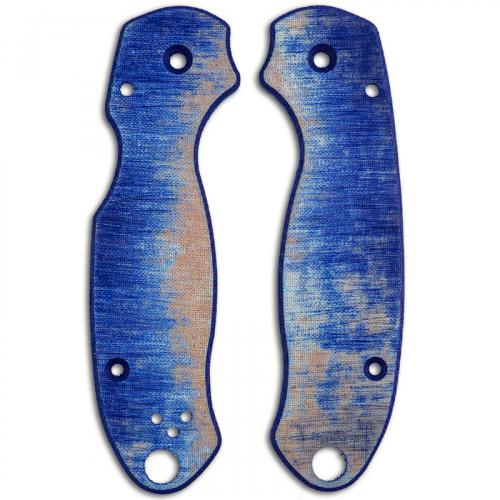 RC BladeWorks Custom Micarta Scales for Spyderco Para 3 Knife - Blue / Natural - USA Made