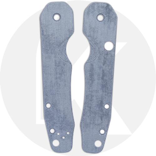 Ripp's Garage Tech Micarta Scales for Spyderco Smock Knife - Blue Linen Plain / No Speed Holes