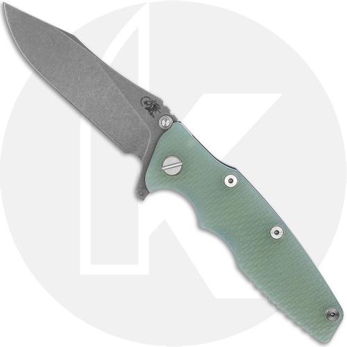 Rick Hinderer Eklipse 3.5 Knife - Slicer - Working Finish - Translucent Green G10/Battle Blue Titanium