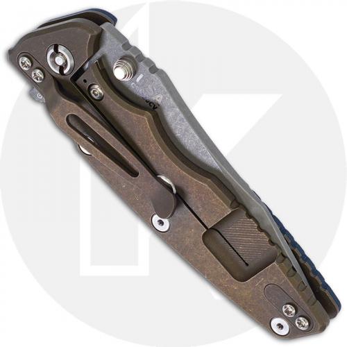 Hinderer Knives Eklipse Gen 2 - 3.5 Inch Tanto - Working Finish - 20CV - Tri Way Pivot - Blue / Black G-10 / Battle Bronze Ti