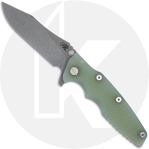 Rick Hinderer Eklipse 3.5 Knife - Slicer - Working Finish - Translucent Green G10/Battle Bronze Titanium