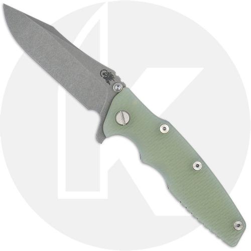 Rick Hinderer Eklipse 3.5 Knife - Spear Point - Working Finish - Translucent Green G10 / Titanium