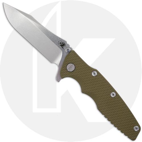 Rick Hinderer Eklipse 3.5 Knife - Spear Point - Stonewash Finish - OD Green G10 / Titanium