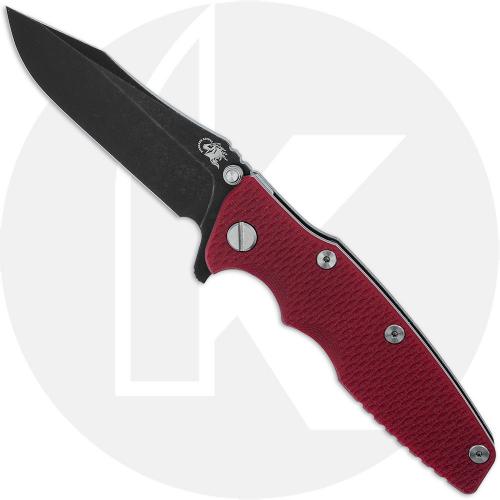 Rick Hinderer Eklipse 3.5 Knife - Spear Point - Working Finish - Red G10 / Battle Black Titanium
