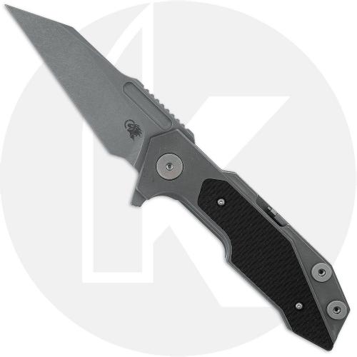 Rick Hinderer Fulltrack Knife - Working Finish S45VN Wharncliffe - Working Finish Titanium with Black G10 Insert - USA Made