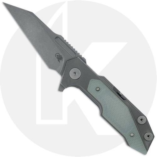 Rick Hinderer Fulltrack Knife - Working Finish S45VN Wharncliffe - Working Finish Titanium with Translucent Green G10 Insert - USA Made