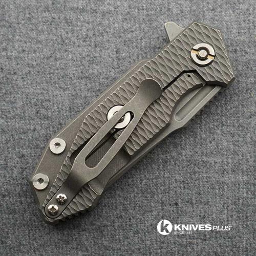 Hinderer Knives Half Track Spearpoint Knife - Working Finish - Horse Engraved w/Textured Lockside - Red/Black G10 Cutout
