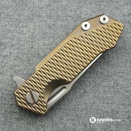 Hinderer Knives Titanium Half Track Spearpoint Knife - Stonewash - Bronze Ano w/Textured Lockside