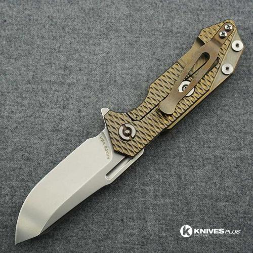 Hinderer Knives Titanium Half Track Spearpoint Knife - Stonewash - Bronze Ano w/Textured Lockside