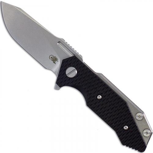 Hinderer Knives Half Track Knife - Slicer - Stonewash Finish - Tri Way Pivot - Black G10