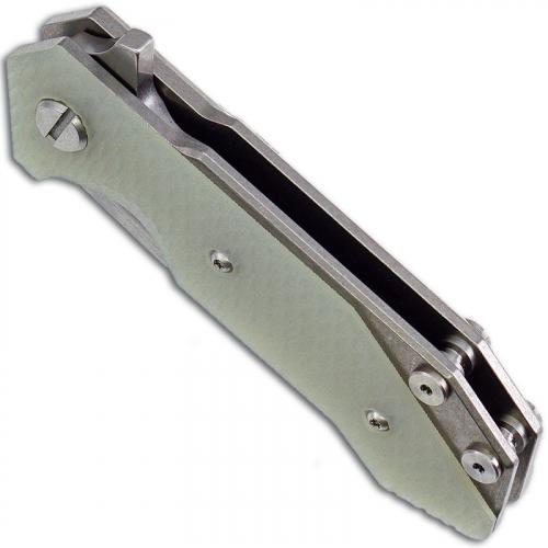 Hinderer Knives Half Track Knife - Slicer - Stonewash Finish - Tri Way Pivot - Translucent Green G10