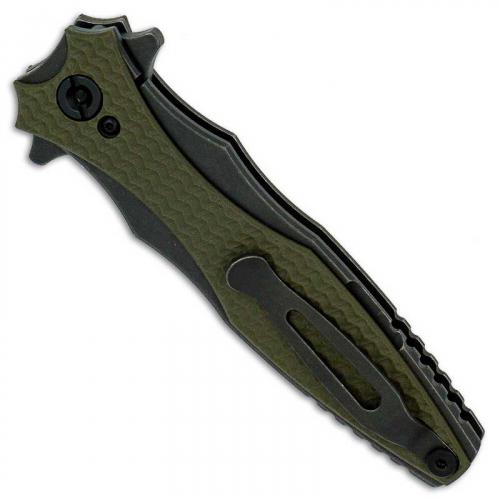Hinderer Knives Maximus Dagger Knife - Battle Black DLC - Black Out Hardware - OD Green G10 Handle
