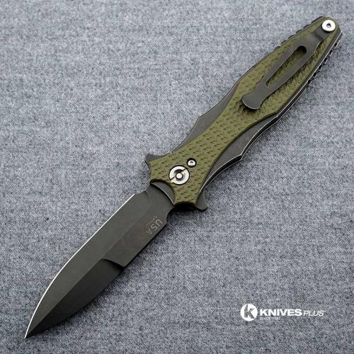 Hinderer Knives Maximus Bayonet Grind Knife - Battle Black DLC - OD Green G10 Handle