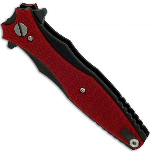 Hinderer Knives Maximus Bayonet Grind Knife - Black DLC - Red G10 Handle