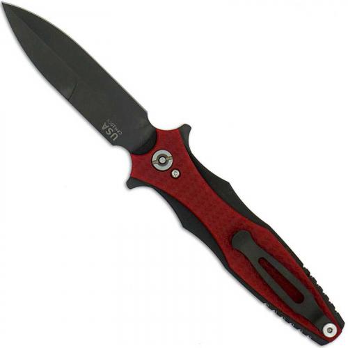 Hinderer Knives Maximus Bayonet Grind Knife - Black DLC - Red G10 Handle