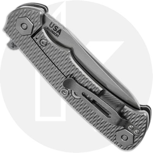 Rick Hinderer Project X Knife - Stonewash CPM MagnaCut Sheepsfoot - Black G10 / Stonewash Titanium - USA Made