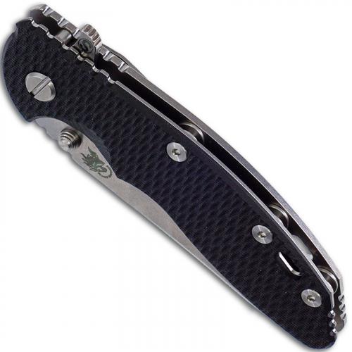 Hinderer Knives SKINNY XM-18 3.5 Inch Knife - Sheepsfoot - Stonewash - Tri Way Pivot - Black G-10