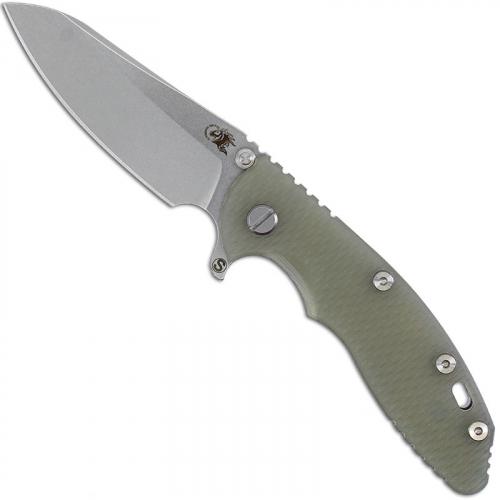 Hinderer Knives SKINNY XM-18 3.5 Inch Knife - Sheepsfoot - Stonewash - Tri Way Pivot - Translucent G-10