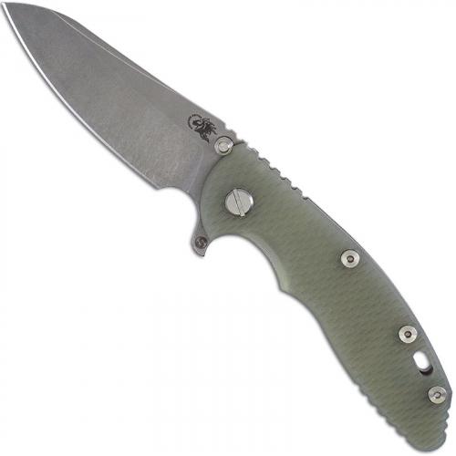 Hinderer Knives SKINNY XM-18 3.5 Inch Knife - Sheepsfoot - Working Finish - Tri Way Pivot - Translucent G-10