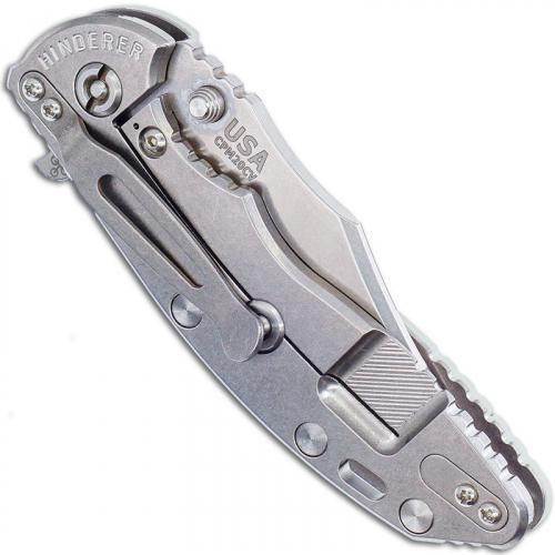 Hinderer Knives XM-18 3.5 Inch Knife - Bowie - Stonewash Finish - Tri Way Pivot - Translucent G-10