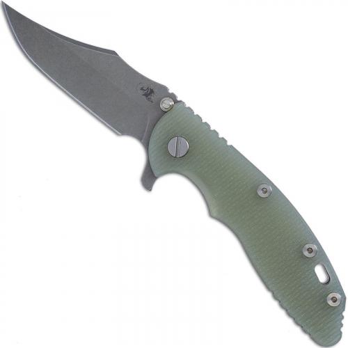 Hinderer Knives XM-18 3.5 Inch Knife - Bowie - Working Finish - Tri Way Pivot - Translucent G-10