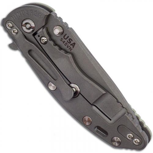 Hinderer Knives XM-18 3.5 Inch Knife - Spanto - Working Finish - S45VN - Tri Way Pivot - Translucent G-10