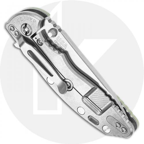 Hinderer Knives XM-18 3.5 Inch Knife - Slicer - Stonewash Finish - 20CV - Tri Way Pivot - Translucent G-10