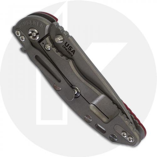 Hinderer Knives XM-18 3.5 Inch Knife - Slicer - Working Finish - 20CV - Tri Way Pivot - Red G-10