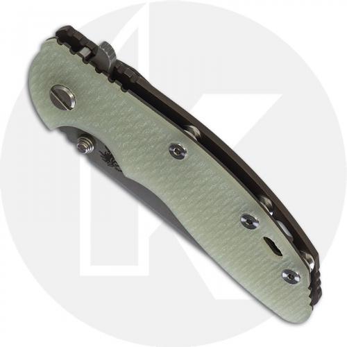 Hinderer Knives XM-18 3.5 Inch Knife - Slicer - Working Finish - 20CV - Tri Way Pivot - Translucent G-10 / Battle Bronze Ti