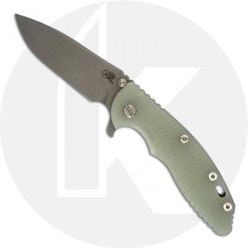 Hinderer Knives XM-18 3.5 Inch Knife - Slicer - Working Finish - 20CV - Tri Way Pivot - Translucent G-10 / Battle Bronze Ti