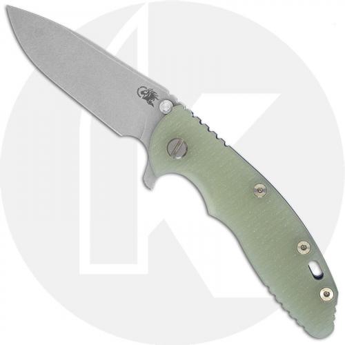 Hinderer Knives XM-18 3.5 Inch Knife - Slicer - Working Finish - 20CV - Tri Way Pivot - Translucent G-10 / Battle Blue Ti