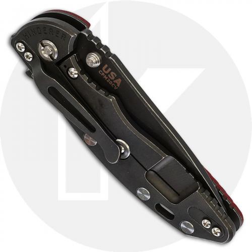 Hinderer Knives XM-18 3.5 Inch Knife - Slicer - Battle Black DLC - 20CV - Tri Way Pivot - Red G-10 / Battle Black DLC Ti