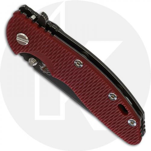 Hinderer Knives XM-18 3.5 Inch Knife - Slicer - Battle Black DLC - 20CV - Tri Way Pivot - Red G-10 / Battle Black DLC Ti