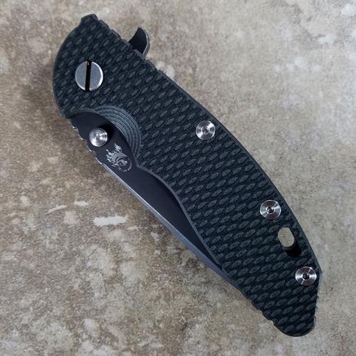 Rick Hinderer XM-18 Knife 3.5 Inch Battle Black Spear Point Green Black G10 Frame Lock Flipper Folder