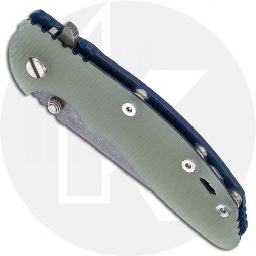 Hinderer Knives XM-18 3.5 Inch Knife - Spear Point - Working Finish - 20CV - Tri Way Pivot - Translucent G-10 / Battle Blue Ti