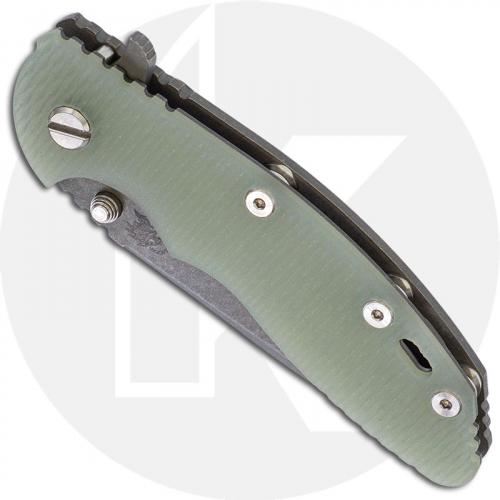 Hinderer Knives XM-18 3.5 Inch Knife - Spear Point - Working Finish - 20CV - Tri Way Pivot - Translucent Green G-10 / Working Fi
