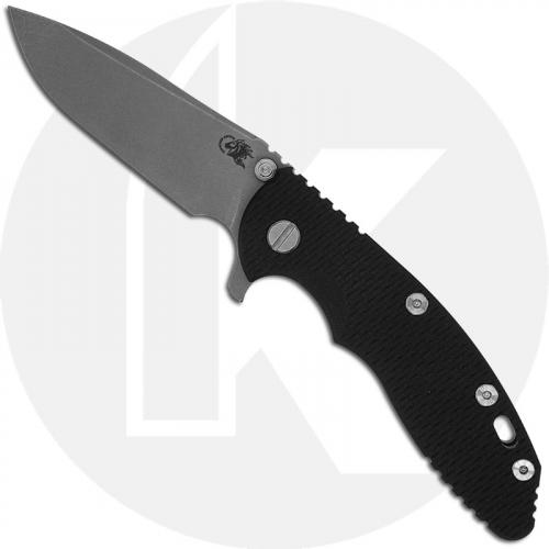 Hinderer Knives XM-18 3.5 Inch Knife - Spear Point - Working Finish - 20CV - Tri Way Pivot - Black G-10 / Battle Bronze Ti