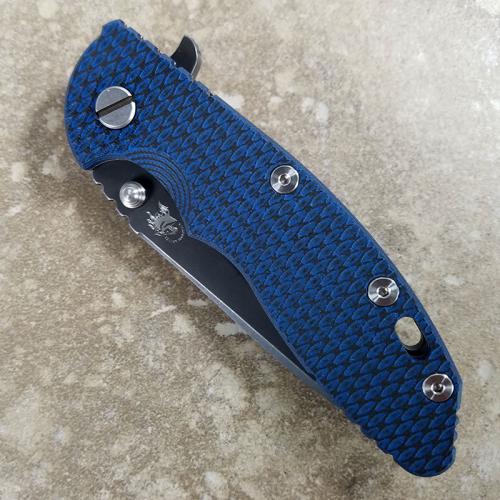 Rick Hinderer XM-18 Knife 3.5 Inch Battle Black Spear Point Blue Black G10 Frame Lock Flipper Folder